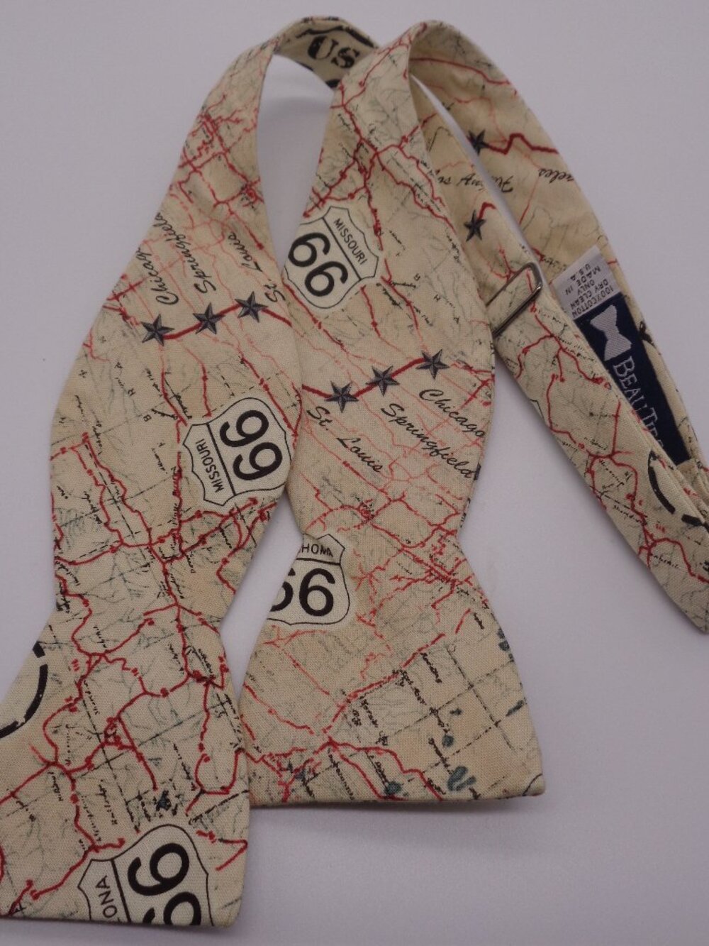 Beau Ties Ltd. Vermont ROUTE 66 Cotton Adjustable BOW TIE